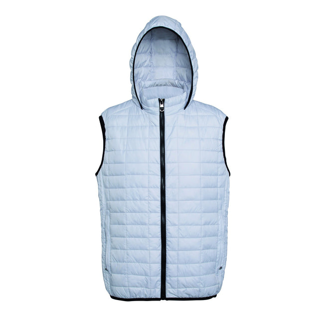 White - Front - 2786 Mens Honeycomb Zip Up Hooded Gilet-Bodywarmer