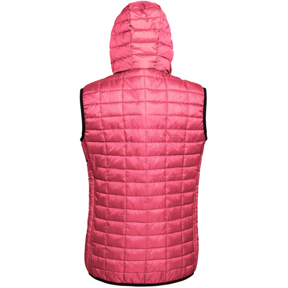 Red - Back - 2786 Womens-Ladies Honeycomb Zip Up Hooded Gilet-Bodywarmer