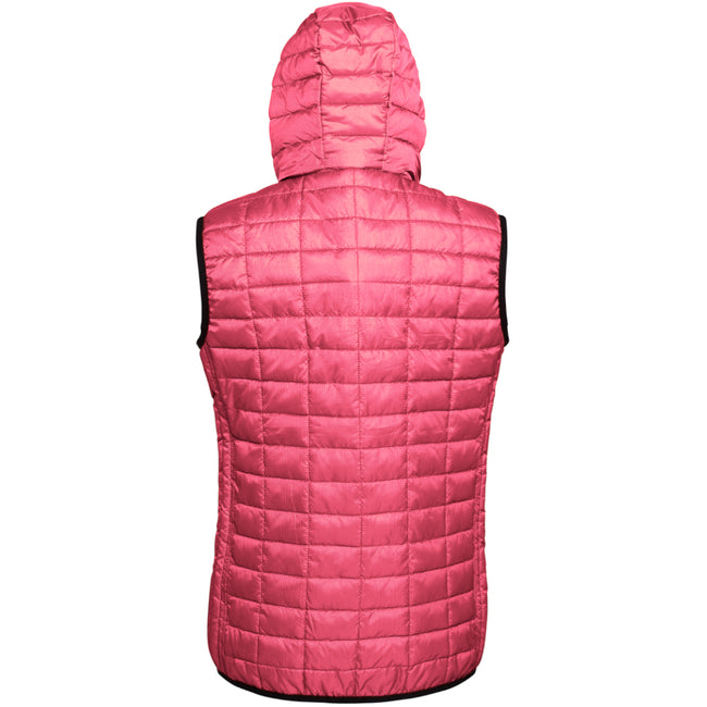 Red - Back - 2786 Womens-Ladies Honeycomb Zip Up Hooded Gilet-Bodywarmer