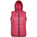 Red - Front - 2786 Womens-Ladies Honeycomb Zip Up Hooded Gilet-Bodywarmer