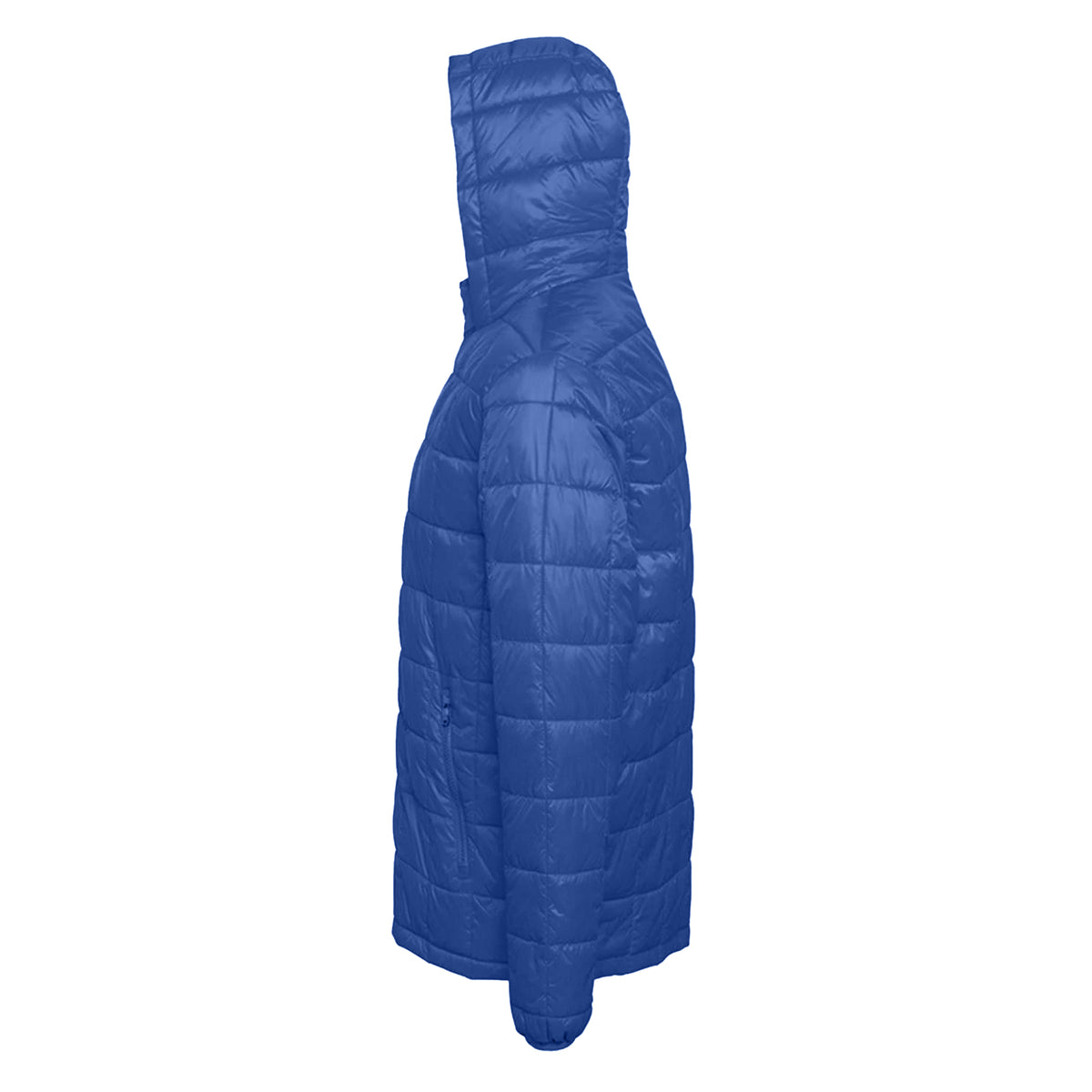 Royal - Side - 2786 Mens Box Quilt Hooded Zip Up Jacket