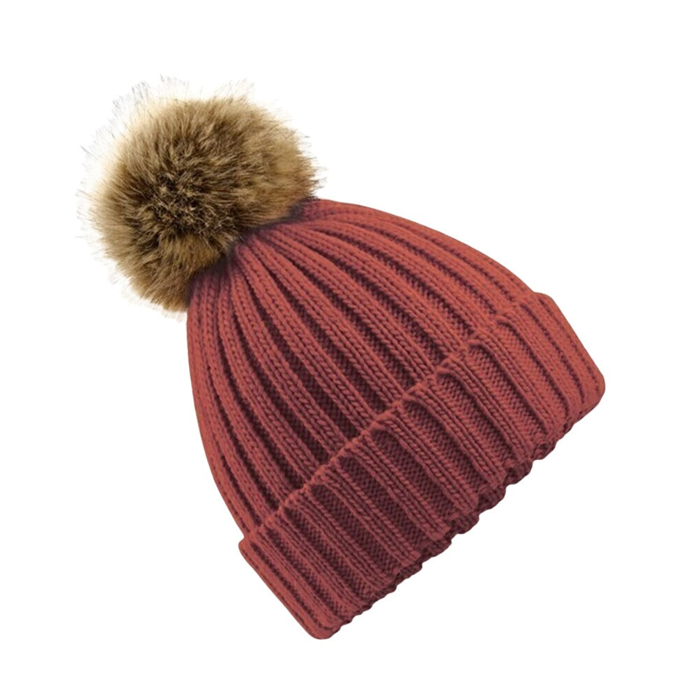 Oatmeal - Side - Beechfield Unisex Cuffed Design Winter Hat