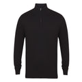 Black - Front - Henbury Mens 1-4 Zip Long Sleeve Jumper