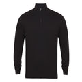 Black - Front - Henbury Mens 1-4 Zip Long Sleeve Jumper