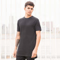 Black - Back - Skinnifit Mens Longline Dipped Hem T-Shirt
