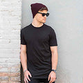 Black - Side - Skinnifit Mens Longline Dipped Hem T-Shirt
