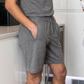 Charcoal - Back - Comfy Co Mens Elasticated Lounge Shorts