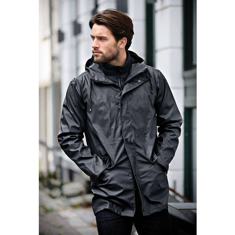 Charcoal - Side - Nimbus Mens Huntington Hooded Waterproof Fashion Raincoat