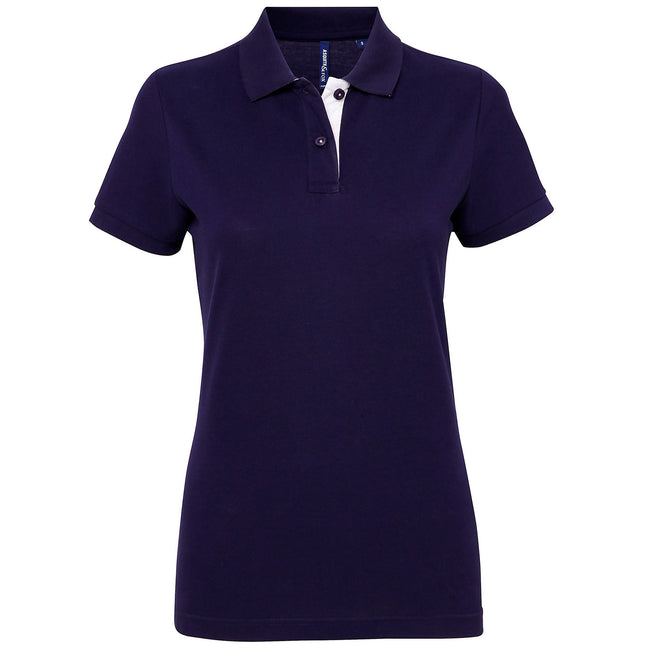 Navy- White - Front - Asquith & Fox Womens-Ladies Short Sleeve Contrast Polo Shirt