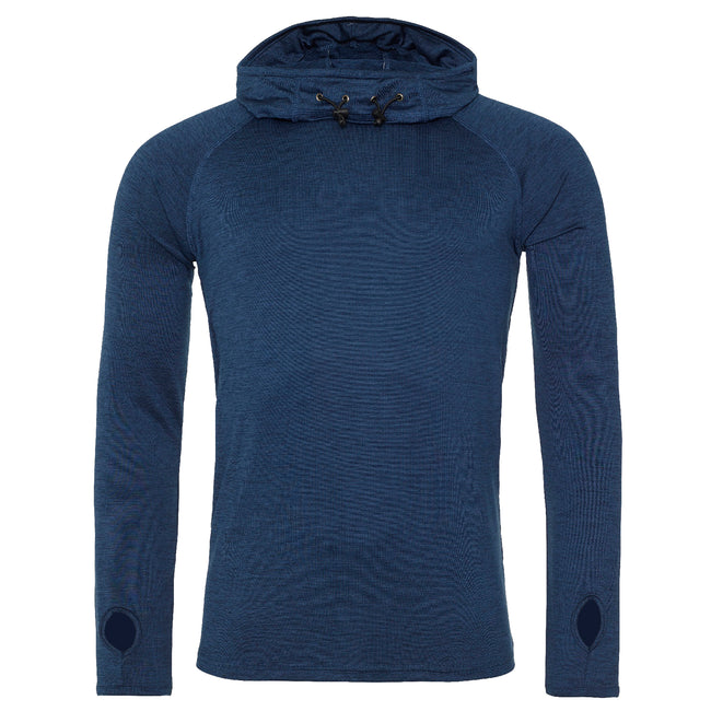 Navy Melange - Front - AWDis Just Cool Mens Cowl Neck Long Sleeve Baselayer Top
