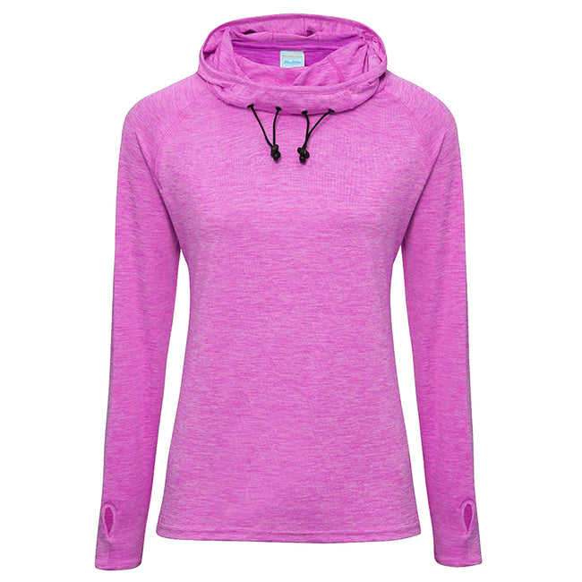 Raspberry Melange - Front - AWDis Just Cool Womens-Ladies Girlie Cowl Neck Baselayer Top