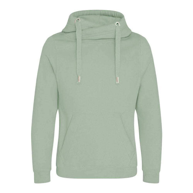Dusty Green - Front - AWDis Hoods Mens Cross Neck Hoodie