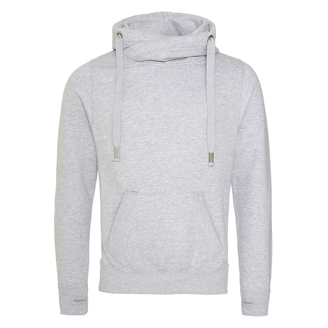 Heather Grey Heather - Front - AWDis Hoods Mens Cross Neck Hoodie