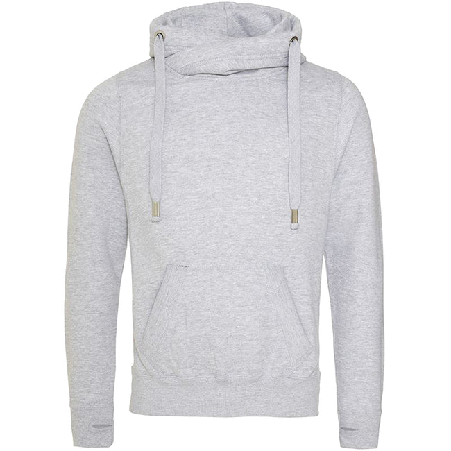 Heather Grey - Front - AWDis Hoods Mens Cross Neck Hoodie