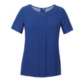Royal Blue- Navy - Front - Brook Taverner Womens-Ladies Verona Crepe De Chine Short Sleeved Blouse