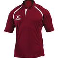 Maroon - Front - Gilbert Rugby Childrens-Kids Xact Match Short Sleeved Rugby Shirt