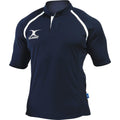 Navy - Front - Gilbert Rugby Childrens-Kids Xact Match Short Sleeved Rugby Shirt