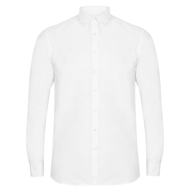 White - Front - Henbury Mens Modern Long Sleeved Oxford Shirt