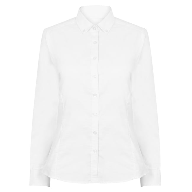 White - Front - Henbury Womens-Ladies Modern Long Sleeve Oxford Shirt