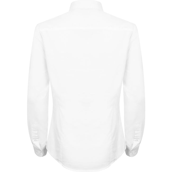 White - Back - Henbury Womens-Ladies Modern Long Sleeve Oxford Shirt