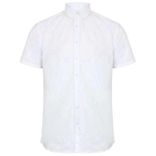 White - Front - Henbury Mens Modern Short Sleeve Oxford Shirt