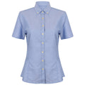 Blue - Front - Henbury Womens-Ladies Modern Short Sleeve Oxford Shirt