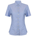 Blue - Front - Henbury Womens-Ladies Modern Short Sleeve Oxford Shirt