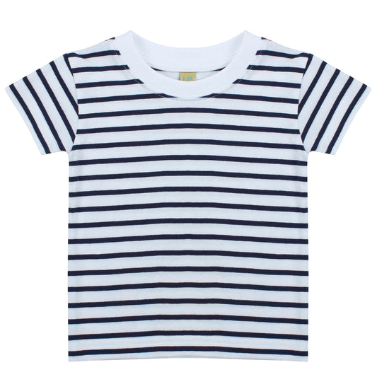 White-Oxford Navy - Front - Larkwood Unisex Baby Short Sleeve Striped T-Shirt