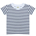 White-Oxford Navy - Front - Larkwood Unisex Baby Short Sleeve Striped T-Shirt