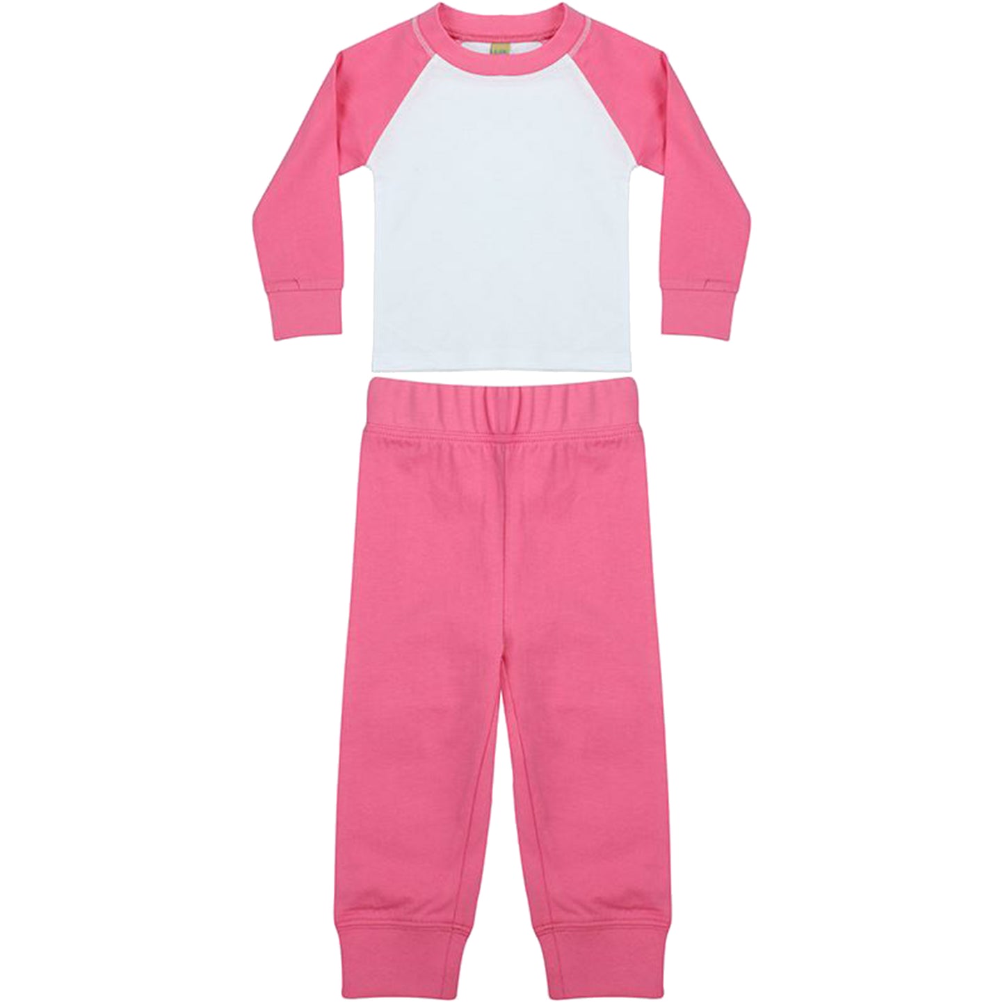 Candyfloss Pink-White - Front - Larkwood Baby Unisex Pyjama Top & Bottoms Set