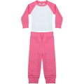 Candyfloss Pink-White - Front - Larkwood Baby Unisex Pyjama Top & Bottoms Set