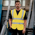 Yellow - Back - Yoko Flame-Retardant Hi-Vis Sleeveless Waistcoat