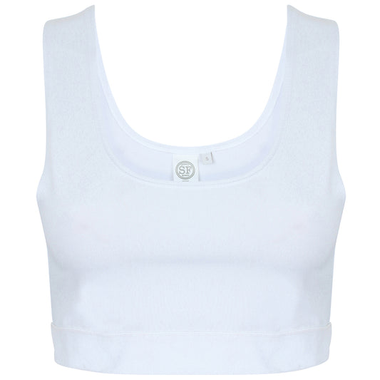 White-White - Front - Skinni Fit Womens-Ladies Fashion Sleeveless Crop Top