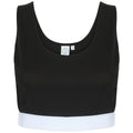 Black-White - Front - Skinni Fit Womens-Ladies Fashion Sleeveless Crop Top