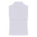 White - Front - Skinni Fit Womens-Ladies High Neck Crop Sleeveless Vest Top