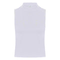 White - Front - Skinni Fit Womens-Ladies High Neck Crop Sleeveless Vest Top