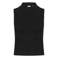 Black - Front - Skinni Fit Womens-Ladies High Neck Crop Sleeveless Vest Top