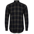 Navy Check - Front - Skinni Fit Mens Brushed Check Casual Long Sleeve Shirt