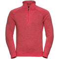 Red Marl - Front - Russell Mens HD 1-4 Zip Sweatshirt