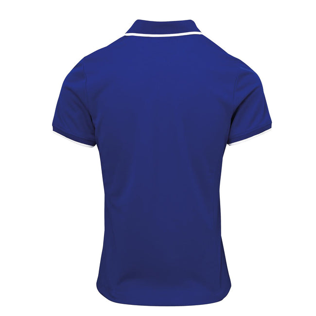 Royal-White - Back - Premier Womens-Ladies Contrast Coolchecker Polo Shirt