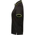 Black-Lime - Side - Premier Womens-Ladies Contrast Coolchecker Polo Shirt