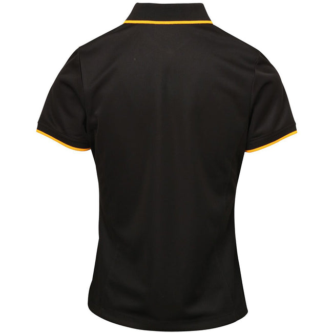 Black-Sunflower - Back - Premier Womens-Ladies Contrast Coolchecker Polo Shirt