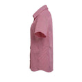 Red-White - Side - Premier Womens-Ladies Microcheck Short Sleeve Cotton Shirt