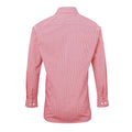 Red-White - Back - Premier Mens Microcheck Long Sleeve Shirt