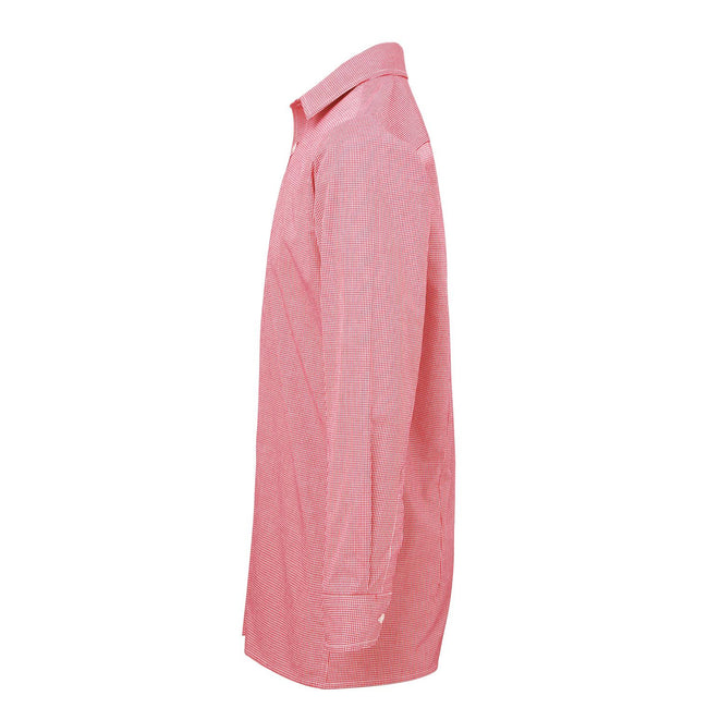 Red-White - Side - Premier Mens Microcheck Long Sleeve Shirt
