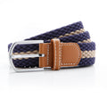 Navy-Khaki - Front - Asquith & Fox Mens Two Colour Stripe Braid Stretch Belt