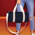 French Navy-Off White - Back - Bagbase Mini Barrel Bag