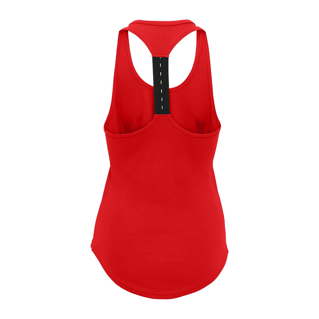 Fire Red - Back - Tri Dri Womens-Ladies Performance Strap Back Vest