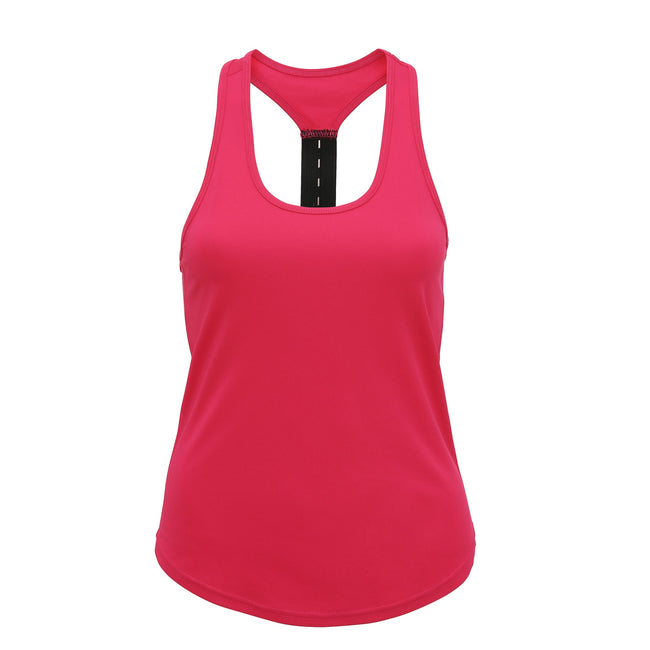 Hot Pink - Front - Tri Dri Womens-Ladies Performance Strap Back Vest