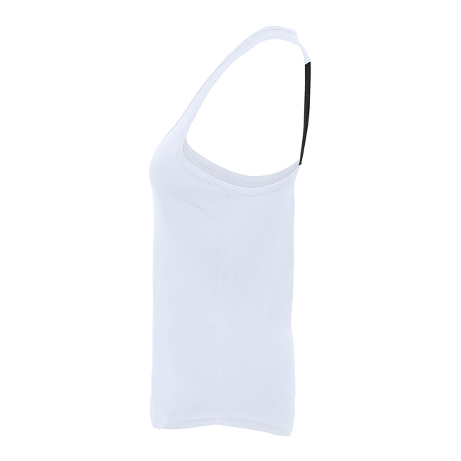 White - Side - Tri Dri Womens-Ladies Performance Strap Back Vest